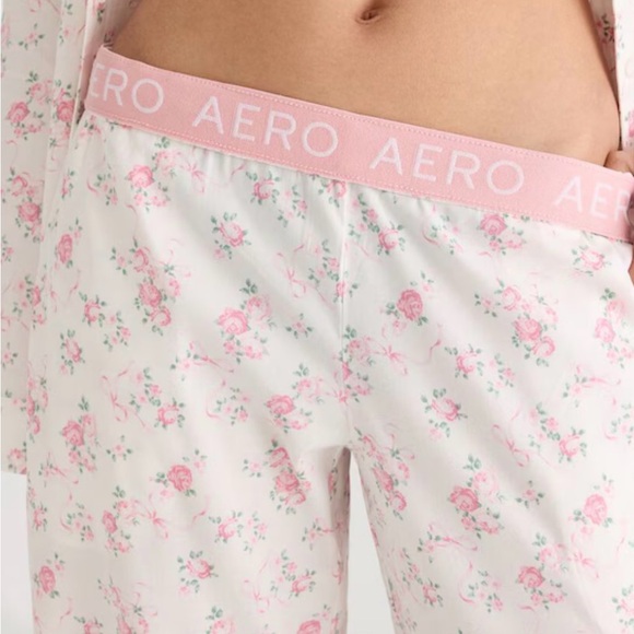 NWOT Aeropostale Pink Floral bow woven pajama pants size Large - Picture 3 of 8